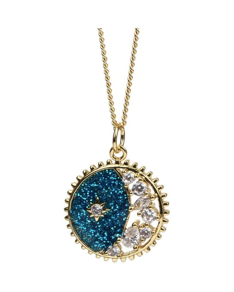 Color Rhinestone Universe Star Moon Shape Pendant Necklace Women Girls Party Jewelry Blue $6.91 Necklaces