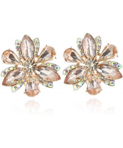 Women's Stunning Crystal Statement Stud Floral Clip On Earrings ROSE GOLD $10.29 Earrings