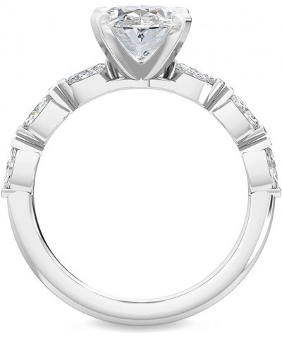 1-5 Carat (ctw) White Gold Oval,Marquise Cut LAB GROWN Diamond Side Stone Engagement Ring (Color E-F Clarity VS2-SI1) 7.0 Whi...