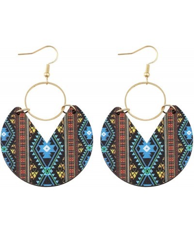 Boho Wood Geometric Earrings Bohemian Stripe Stitching Earrings Colorful Wooden Earrings For Women C $4.61 Earrings