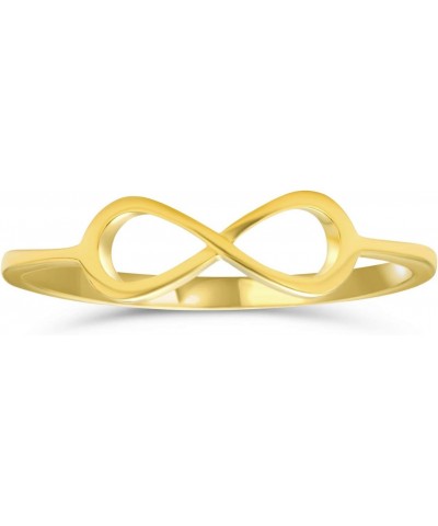 Minimalist Simple Midi Knuckle Finger Stackable Love Knot Infinity Ring Thin 1MM Band For Women Teen Yellow 14K Gold Plated ....