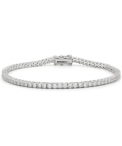 925 Sterling Silver 2mm - 7mm Tennis Necklace or Bracelet, Iced Out Round Cut CZ Cubic Zirconia Rhodium Plated Link Chain 9.0...