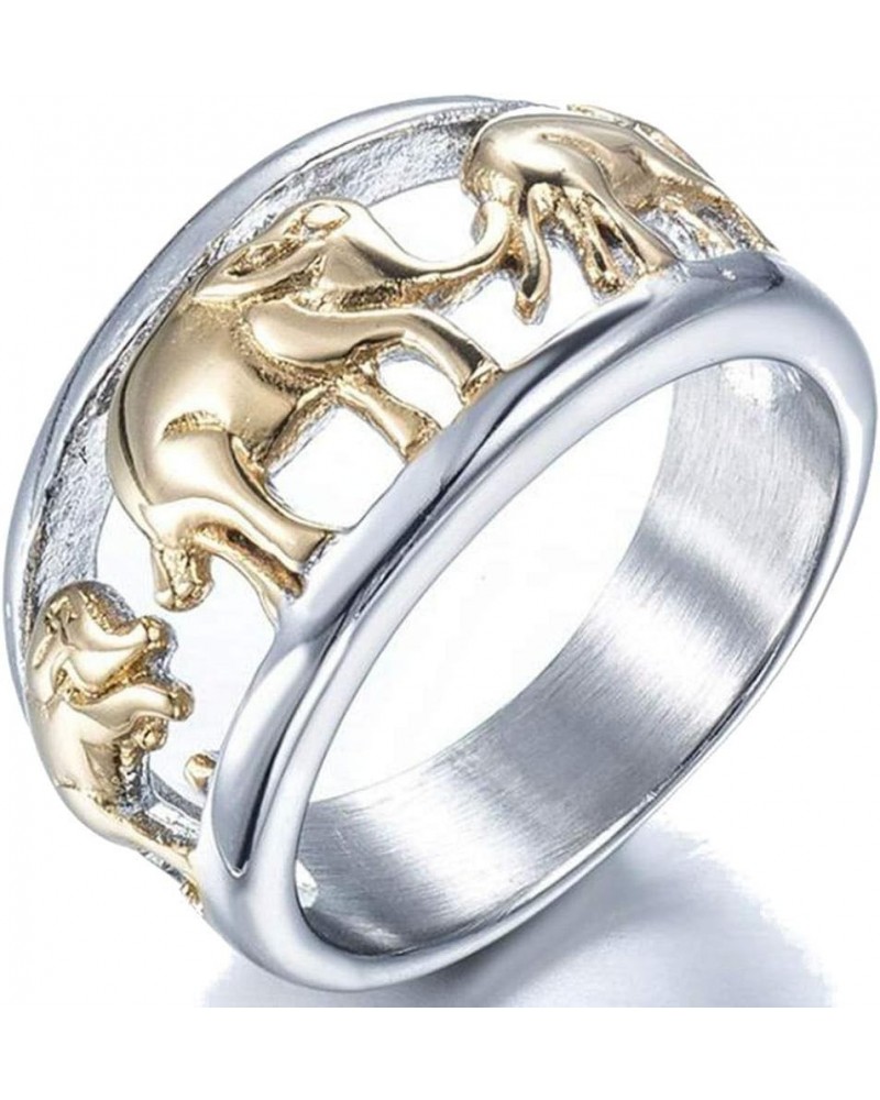 Stainless Steel Elephant Wedding Band Cocktail Party Ring Silver Gold $7.83 Rings