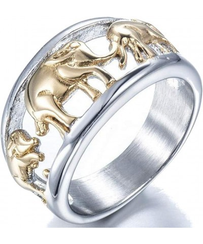 Stainless Steel Elephant Wedding Band Cocktail Party Ring Silver Gold $7.83 Rings