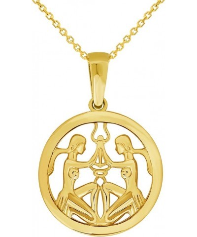 14k Yellow Gold Round Zodiac Sign Charm Horoscope Pendant Necklace (Small) 18.0 Inches Gemini $77.00 Necklaces