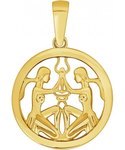 14k Yellow Gold Round Zodiac Sign Charm Horoscope Pendant Necklace (Small) 18.0 Inches Gemini $77.00 Necklaces