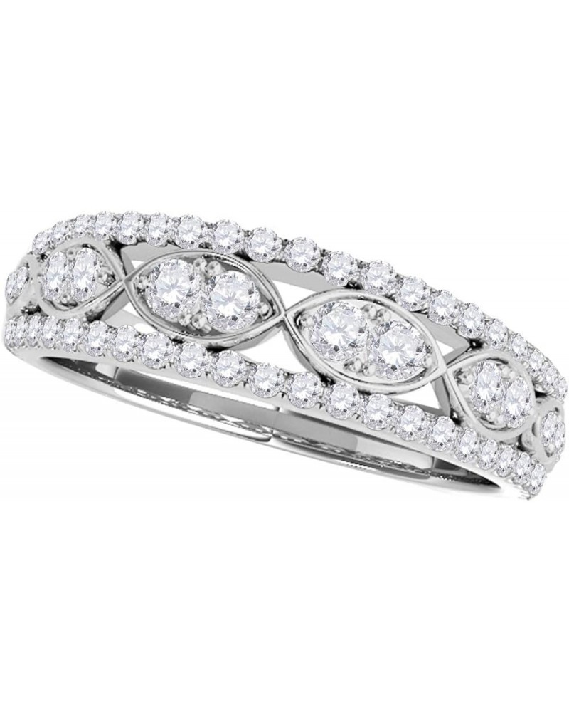 0.48 Carat Round Cut White Diamond Delicate Wedding Band 14K Rose White Yellow Gold white-gold $251.04 Bracelets