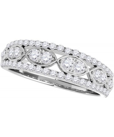 0.48 Carat Round Cut White Diamond Delicate Wedding Band 14K Rose White Yellow Gold white-gold $251.04 Bracelets