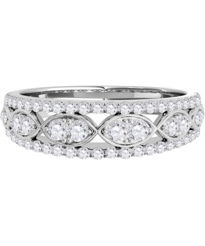 0.48 Carat Round Cut White Diamond Delicate Wedding Band 14K Rose White Yellow Gold white-gold $251.04 Bracelets