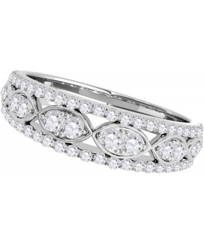 0.48 Carat Round Cut White Diamond Delicate Wedding Band 14K Rose White Yellow Gold white-gold $251.04 Bracelets