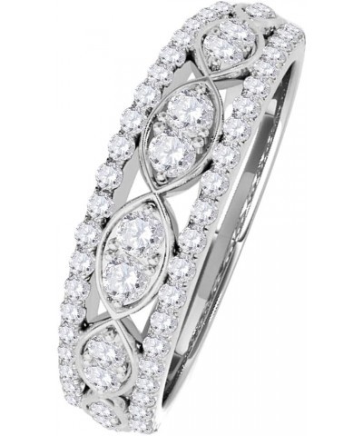 0.48 Carat Round Cut White Diamond Delicate Wedding Band 14K Rose White Yellow Gold white-gold $251.04 Bracelets