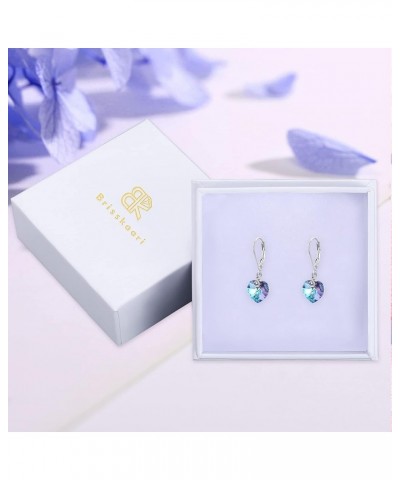 Sterling Silver Leverback Drop Earring with Austrian Crystal Hypoallergenic Heart Dangle Earrings for Sensitive Ears Jewelry ...