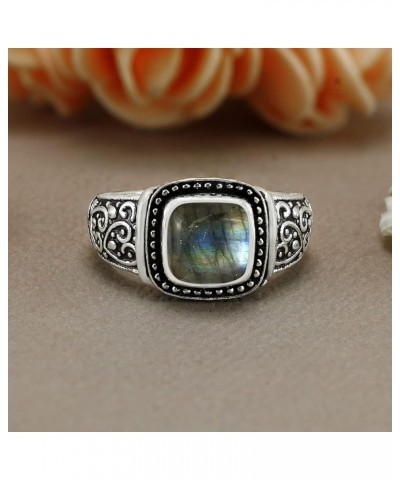 2.05Cts Southwestern Style Cushion Natural Gemstone Silver Plated Statement Ring For Women, Jewelry Gift for her mom wife Lab...