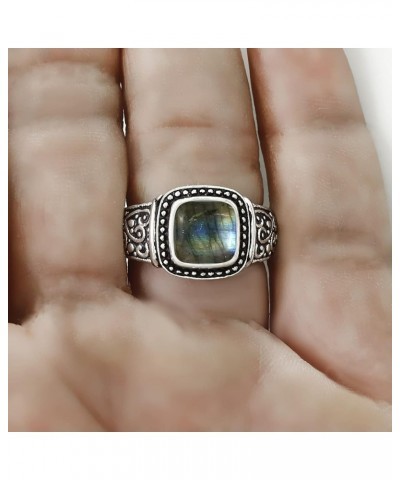 2.05Cts Southwestern Style Cushion Natural Gemstone Silver Plated Statement Ring For Women, Jewelry Gift for her mom wife Lab...