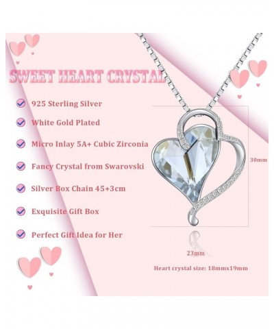 Sparkle Love Heart Pendant Necklaces for Women Silver Crystals Necklace From Austrian Crystal Birthstone Necklace Mother's Da...