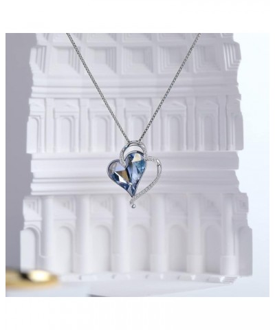 Sparkle Love Heart Pendant Necklaces for Women Silver Crystals Necklace From Austrian Crystal Birthstone Necklace Mother's Da...