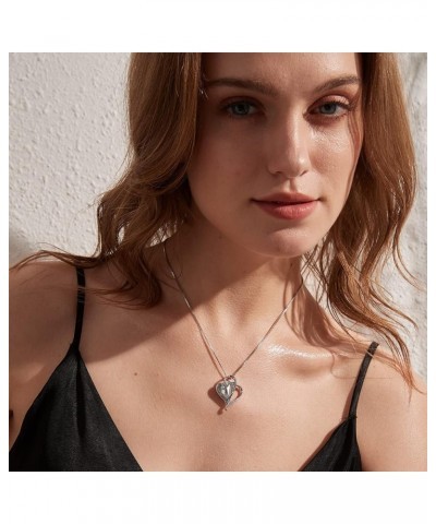 Sparkle Love Heart Pendant Necklaces for Women Silver Crystals Necklace From Austrian Crystal Birthstone Necklace Mother's Da...