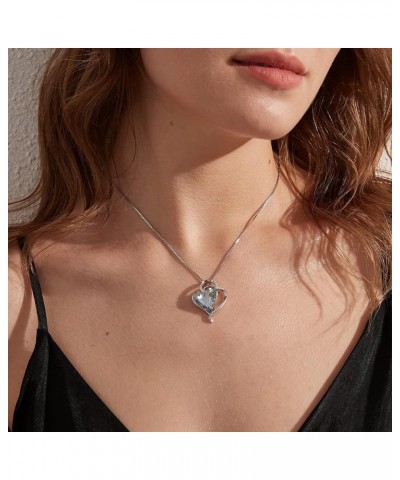 Sparkle Love Heart Pendant Necklaces for Women Silver Crystals Necklace From Austrian Crystal Birthstone Necklace Mother's Da...