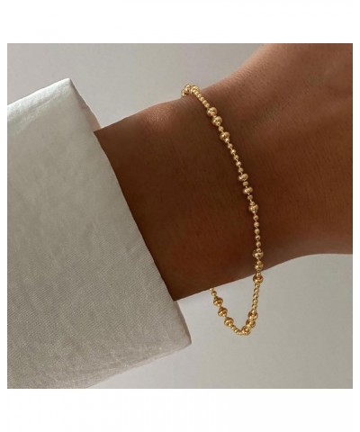 Gold Bracelet for Women 18K Gold Plated Dainty Paperclip Cubic Zirconia Disc Coin Star Cable Satellite Bead Pearl Simple Boho...