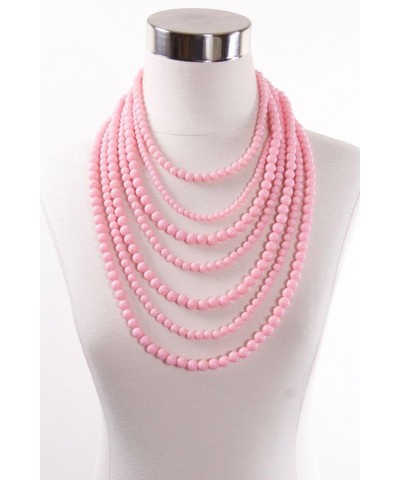 JY Fashion 7 Strand Layered Bead Luxury Costume Necklace Set Light Pink $10.31 Jewelry Sets