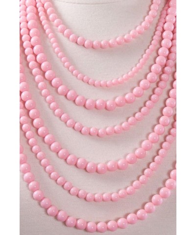 JY Fashion 7 Strand Layered Bead Luxury Costume Necklace Set Light Pink $10.31 Jewelry Sets