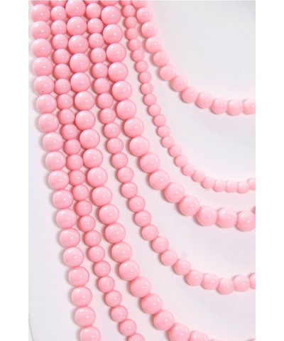 JY Fashion 7 Strand Layered Bead Luxury Costume Necklace Set Light Pink $10.31 Jewelry Sets