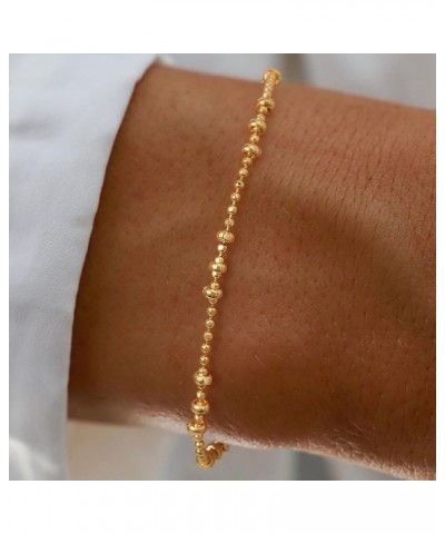 Gold Bracelet for Women 18K Gold Plated Dainty Paperclip Cubic Zirconia Disc Coin Star Cable Satellite Bead Pearl Simple Boho...