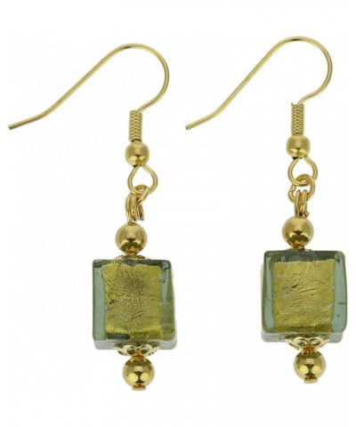 GlassOfVenice Murano Glass Antico Tesoro Cubes Earrings -Olive Green $27.47 Earrings