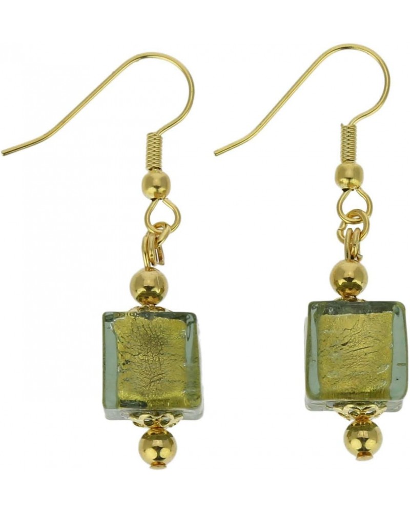 GlassOfVenice Murano Glass Antico Tesoro Cubes Earrings -Olive Green $27.47 Earrings