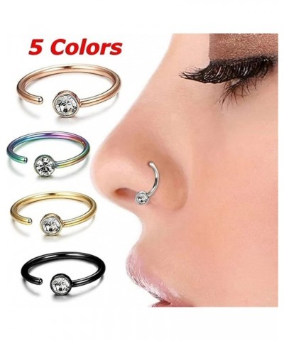 Dearanswer Rhinestone Nose Ring C-Shaped Small Nose Studs Nose Piercing Jewelry Cartilage Hoop Piercing Jewelry for Women Men...