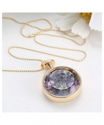 DIY Dried Flower Round Lockets Pendant Chain Necklace Women Birthday Jewelry Gift Color 4 gold-plated-base $4.99 Necklaces