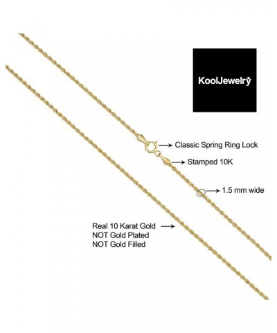 10k Yellow Gold Rope Chain Necklace For Men And Women (choose from 1.5mm, 1.8mm, 2.6mm, 3.2mm, 3.8mm or 4.8mm. size from 16 u...