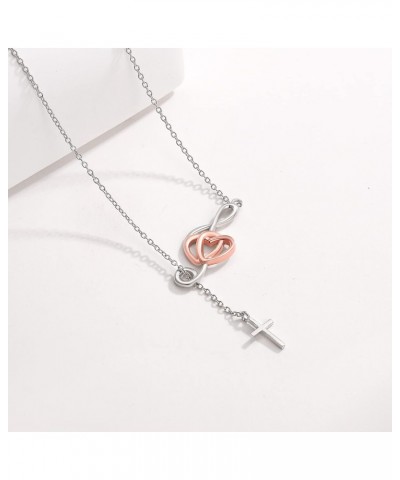 925 Sterling Silver Music Note Necklace for Women Christian Musical Cross Pendant Necklace Music Lovers Jewelry Gifts for Tee...