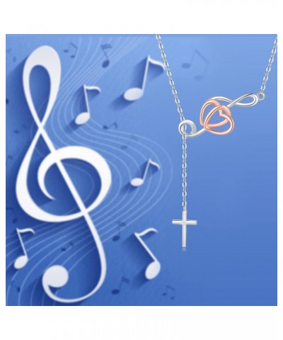 925 Sterling Silver Music Note Necklace for Women Christian Musical Cross Pendant Necklace Music Lovers Jewelry Gifts for Tee...