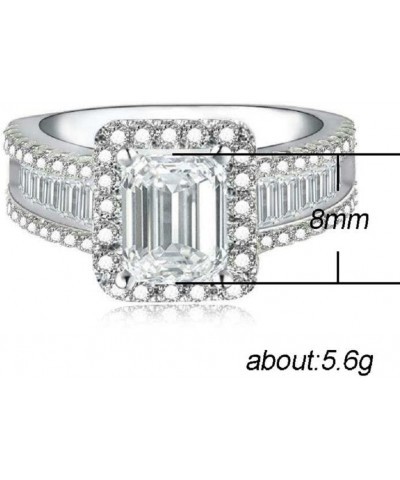 925 Sterling Silver Shiny Full Diamond Ring Cubic Zirconia Cocktail Rings CZ Cubic Zirconia Promise Halo Engagement Promise E...