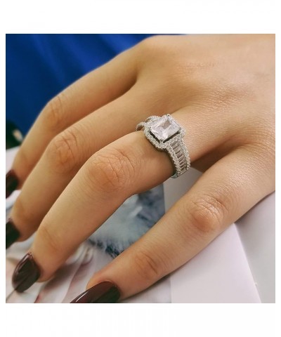 925 Sterling Silver Shiny Full Diamond Ring Cubic Zirconia Cocktail Rings CZ Cubic Zirconia Promise Halo Engagement Promise E...