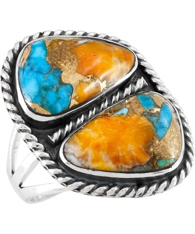 Turquoise Ring Sterling Silver 925 Genuine Gemstones Size 6 to 11 Spiny Turquoise $18.48 Rings