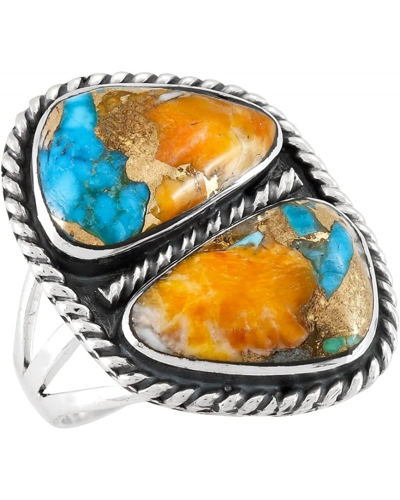 Turquoise Ring Sterling Silver 925 Genuine Gemstones Size 6 to 11 Spiny Turquoise $18.48 Rings