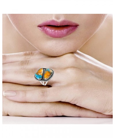 Turquoise Ring Sterling Silver 925 Genuine Gemstones Size 6 to 11 Spiny Turquoise $18.48 Rings