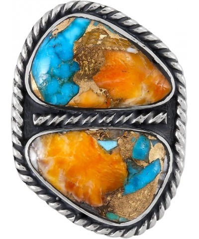 Turquoise Ring Sterling Silver 925 Genuine Gemstones Size 6 to 11 Spiny Turquoise $18.48 Rings