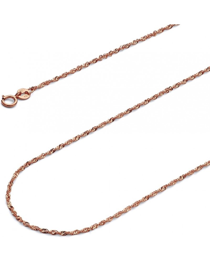 14K Solid Gold Singapore Chains (Select Options) 24 Inches Rose Gold $54.90 Necklaces