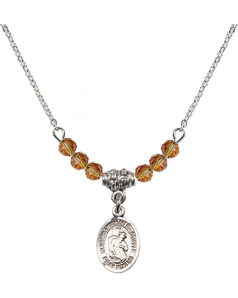 November Birth Month Bead Necklace with Catholic Patron Saint Petite Charm, 18 Inch Blessed Herman the Cripple $32.44 Necklaces