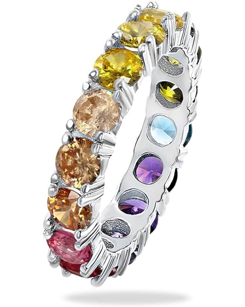 925 Sterling Silver Created Tourmaline Filled Knuckle Wide Band Ring 6-Multicolor $4.39 Rings