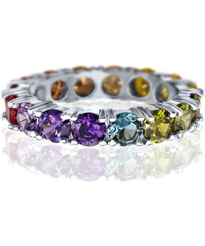 925 Sterling Silver Created Tourmaline Filled Knuckle Wide Band Ring 6-Multicolor $4.39 Rings