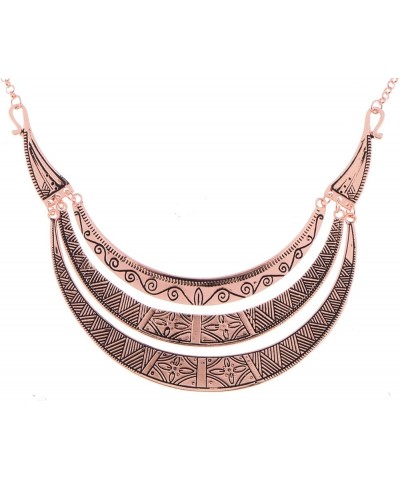 Vintage Egyptian Crescent Moon Shaped Bib Adjustable Statement Necklace Rose Gold $11.96 Necklaces