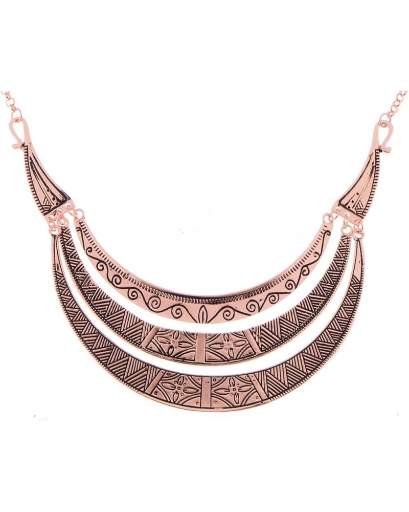 Vintage Egyptian Crescent Moon Shaped Bib Adjustable Statement Necklace Rose Gold $11.96 Necklaces