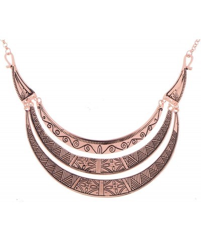 Vintage Egyptian Crescent Moon Shaped Bib Adjustable Statement Necklace Rose Gold $11.96 Necklaces