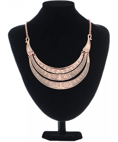 Vintage Egyptian Crescent Moon Shaped Bib Adjustable Statement Necklace Rose Gold $11.96 Necklaces