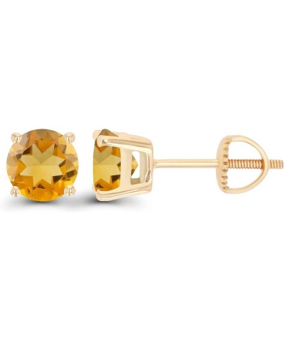 Solid 14K Gold 6mm Round Hypoallergenic Genuine Birthstone Solitaire Screwback Stud Earrings Citrine Yellow Gold $75.85 Earrings