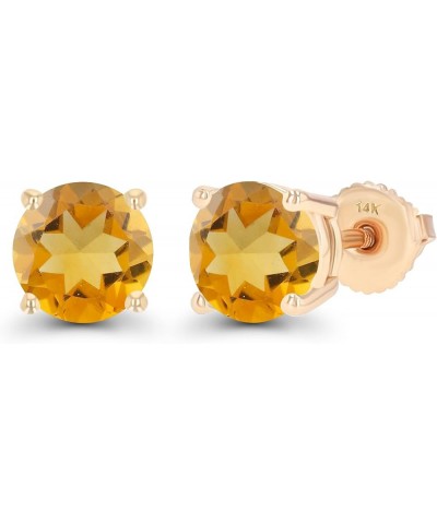 Solid 14K Gold 6mm Round Hypoallergenic Genuine Birthstone Solitaire Screwback Stud Earrings Citrine Yellow Gold $75.85 Earrings